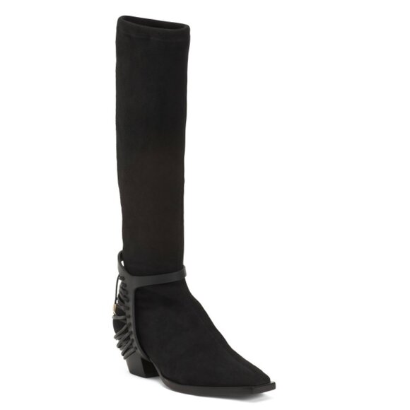 DANIELLA SHEVEL Other - DANIELLA SHEVEL Black Handmade In Brazil Suede Cara High Shaft Western Boots